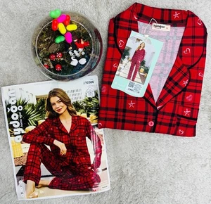 ChristmasWomen’s Light Pink Cotton Pajama Set Long Sleeve Sleepwear Soft PJsGift - Picture 1 of 1