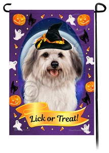 Halloween Garden Flag - Silver Sable Havanese - Picture 1 of 1