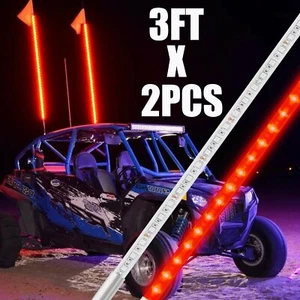 Pair 3ft LED Whip Light Red for UTV ATV Accessories RZR Can-Am Polaris Antenna - Picture 1 of 8