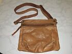 Vintage Brown Leather Fossil Purse Crossbody Style Embossed Floral Design 11x10
