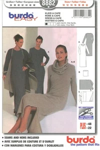Abito a colonna Burda 8882 con spacco laterale, cappuccio rimovibile, mantello stile poncho taglia 10-22 - Foto 1 di 5