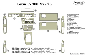 Lexus ES 1994 1995 1996 1996 KIT DE AJUSTE TABLERO A - Imagen 1 de 1