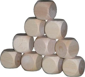 Holzspielzeug 10 Holzwürfel blanko 40er BxHxT 4x4x4cm NEU Würfelspiel Würfel - Picture 1 of 1
