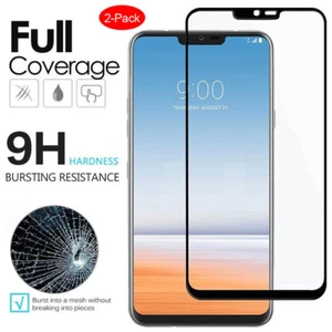 For LG G7 ThinQ - Full Coverage Tempered Glass Film Screen Protector [2-Pack] - Picture 1 of 7