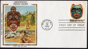 Scott #1837 (1837a) Indian Masks (09/25/80) Colorano Silk FDC Spokane WA - Picture 1 of 2