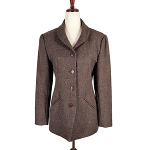 Chaqueta Blazer Peruvian Connection Mujer Mezcla Alpaca 4 Botones Marrón Talla 4 Usada en Excelente Condición - Imagen 1 de 14