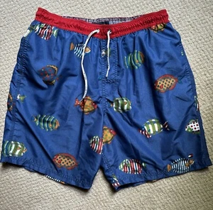 🐠Tommy Hilfiger Herren große Badehose chrom blau Gummizug Kordelzug Taschen - Bild 1 von 7