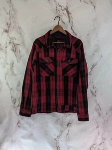 Holden Jacket Mens Large Shirt Wool Red Black Plaid Button Shacket Chamois Coat - Picture 1 of 11
