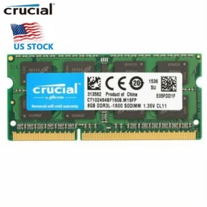 CRUCIAL 8GB DDR3L 1600 PC3-12800 Laptop SODIMM 204-Pin Memory RAM DDR3L 1x 8G - Picture 1 of 9