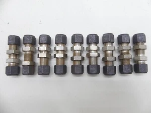(Set of 9) 3/8" Parker Double Ferrule Compression Fittings with Nuts - Picture 1 of 3