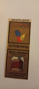Hotel Jayhawk Topeka Kansas Matchcover Lot 282 - Picture 1 of 2