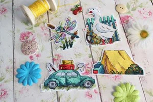 Summer. Magnets SR-579 Plastic Canvas MP Studia Counted Cross Stitch Kit - Picture 1 of 4