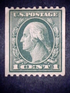 US 486 1 Cent Washington Yellow Green P 10 H UnWmrk VF MOGH   - Bild 1 von 2