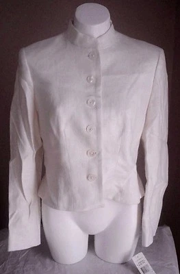 Lauren Ralph Lauren Hollywood Vintage Ivory Linen Jacket Petite Size 12P - Image 1 of 4