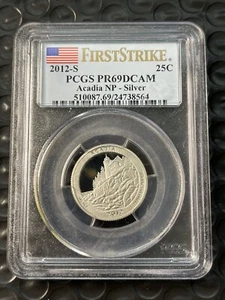 2012-S Silver Acadia National Park Maine Quarter NP PCGS PR69DCAM First Strike! - Picture 1 of 5