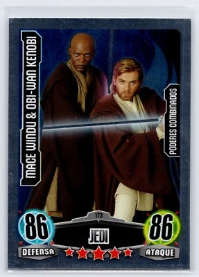 OBI-WAN KENOBI MACE WINDU 2012 Star Wars Argentina Topps Force Attax Silver Foil - Image 1 of 2