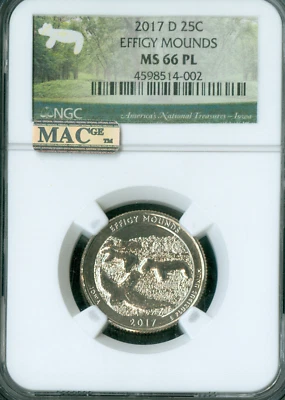 2017 D EFFIGY MOUNDS QUARTER NGC MS66 PL PQ MAC SPOTLESS   * - Image 1 of 2