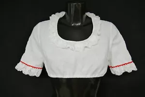 Gr.36 Dirndlbluse weiß Bluse für Dirndl Baumwolle mit Spitze Borte B10951 - Bild 1 von 4