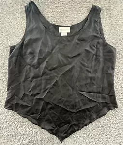 WORTHINGTON Med Women's Underblouse Black Silk Sleeveless Pointed Hem Top - Picture 1 of 6