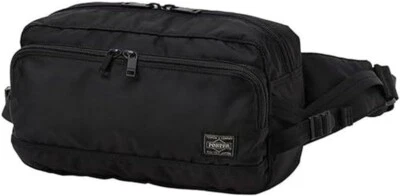 Bolsa de cintura Yoshida Porter Flash preta 689-05942 fabricada no Japão nova em folha - Imagem 1 de 4