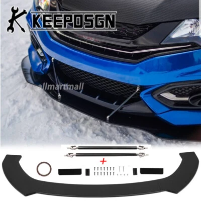 For Honda Civic Sedan Hatchback Car Front Bumper Lip Spoiler Splitter Strut Rods - Image 1 of 4
