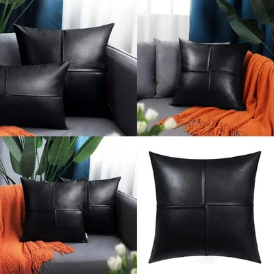 Premium PU Leather Pillowcase 45x45cm Sofa Cushions Cover Bed Cushions - Image 1 of 4