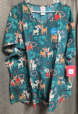 Cherokee Tooniforms Rudolph the Red Nosed Reindeer Scrub Top Size Small NWT - Image 1 of 4