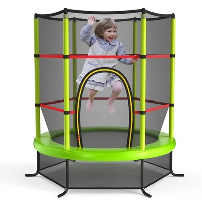 55" Kids Trampoline Bouncing Jumping Mat Recreational Trampoline W/Enclosure Net - Image 1 of 4