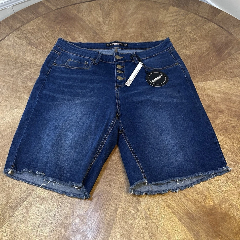 Nuevos Pantalones Cortos de Denim Casa de Muñecas Novio Para Mujer 16w Plus Azul Bolsillos Envejecidos Foto 1 de 4