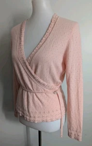 Babydoll barbudo de piel de angora rosa pastel vintage ANN TAYLOR coqueta M - Imagen 1 de 13