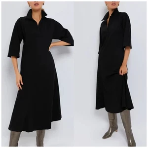 Vestido midi Tuckernuck Elliot línea A tejido grueso negro para mujer M nuevo con etiquetas - Imagen 1 de 9