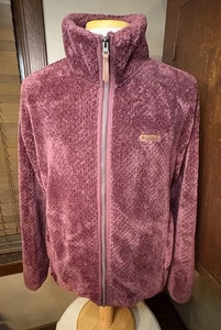 Colombia Pattern Plush Fleece Full Zip Men’s XXL Wine Outdoor Walking Casual EUC - Picture 1 of 11