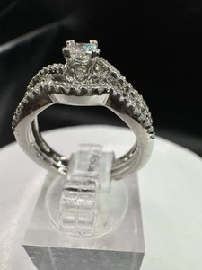 14ct WG Bridal Set , Set With 0.58ct In 2 Rings Size M 1/2 H’marked.RRP £965.00 - Picture 1 of 19