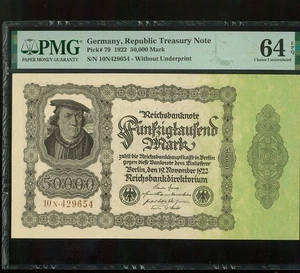 GERMANY REPUBLIC 50000 MARK 1922 P79  UNC - Picture 1 of 2