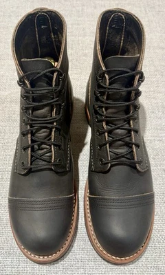 Red Wing Iron Ranger 8 D carbón áspero y resistente 8086, Dr. Suela mitad, cuero medio Foto 1 de 4