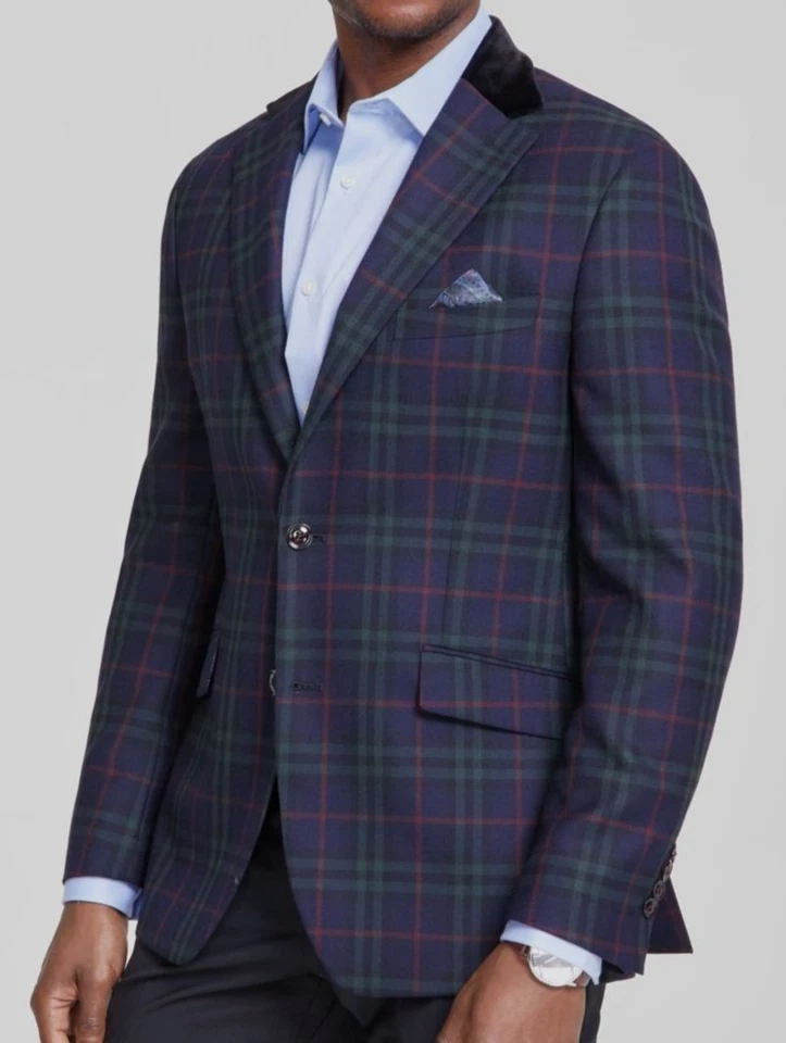 Abrigo deportivo Tallia verde ajustado de lana elástico para hombre traje chaqueta 38R Foto 1 de 1