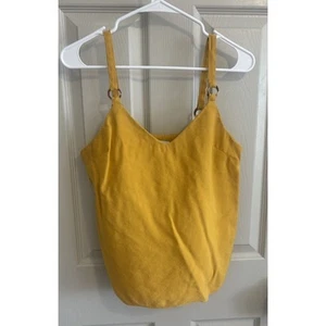 Topshop Women's Mustard Yellow Tank Top Size 6 Adjustable Straps - Picture 1 of 7