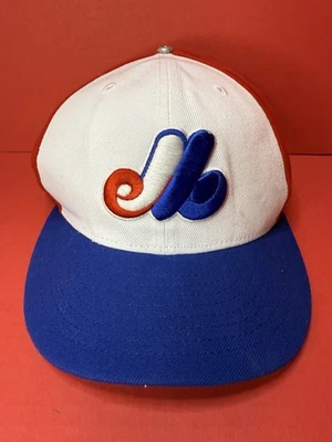 Montreal Expos MLB New Era 9fifty Snap Back Flat Brim Ball Cap Missing Button - Image 1 of 4