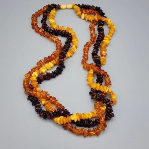 Genuine Baltic Amber 25" Torsade Necklace Butterscotch Egg Yolk Cherry Poland - Picture 1 of 9