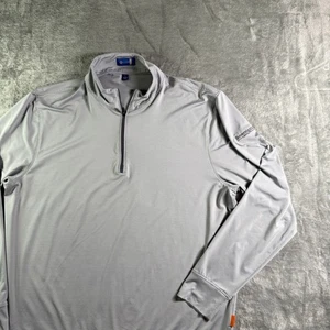 Maglione Stitch Golf 1/4 Zip Grigio Rigato Manica Lunga Atletico Sovrano Capitale - Foto 1 di 11