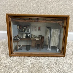 Vintage Miniature Shadow Box Doctor/ Physician’s Office Diorama 13x9x5 Framed - Picture 1 of 14