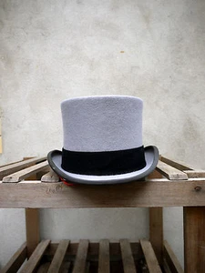 Ascot Grey Fur Felt Morning Top Hat by Christys' 5 1/4 " standard crown height - Picture 1 of 4