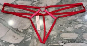 NEW Victoria Secret Very Sexy Heartware Strappy Open V-String - Lipstick Red XL - Picture 1 of 3