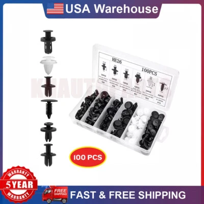 100x Box Set Bumper Fender Liner Push Type Retainer Clips for Acura Fastener ﻿ Foto 1 de 4