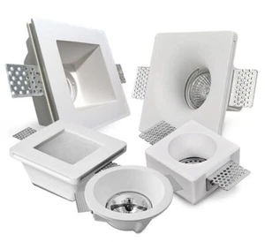 PORTA FARETTO IN GESSO CONICO ATTACCO GU10 PORTAFARETTO ROTONDO QUADRATO VETRO - Foto 1 di 10