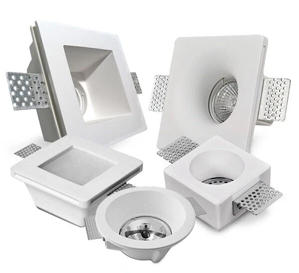 PORTA FARETTO IN GESSO CONICO ATTACCO GU10 PORTAFARETTO ROTONDO QUADRATO VETRO - Immagine 1 di 1