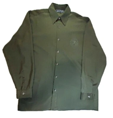 Vtg Daniali USA Green Microfiber Shirt Embroidered Horse Single Stitch Men Large - Image 1 of 4