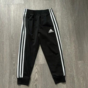 Classic Kid's Adidas Black and White Striped Track Pant Joggers Size 5 - Picture 1 of 5