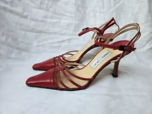 JIMMY CHOO LONDON Made in Italy Red Slingback Pointy Heels Size-36 - Picture 1 of 7