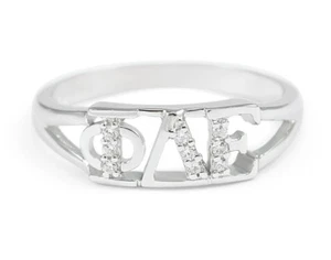 Phi Delta Epsilon Sterling Silver Ring with Simulated Diamonds, NEW!!*** - Picture 1 of 2